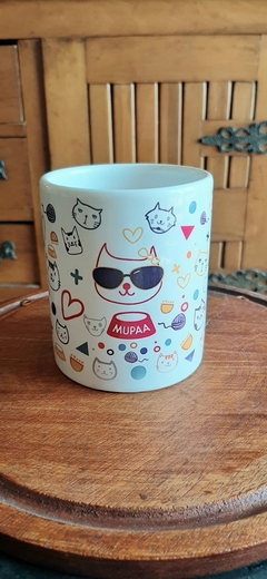Taza Gato Anteojos Ceramica Cafe Te Modelos Dibujo Animales Cat - comprar online