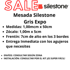 Mesada De Baño Silestone Gris Expo 60cm x 50m - tienda online