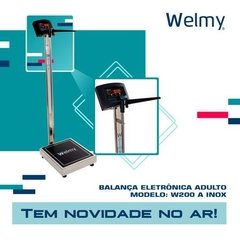 BALANÇA ELETRÔNICA DIGITAL WELMY - MÉDICA - INOX - COM RÉGUA ANTROPOMÉTRICA - CAPACIDADE 200KGX50G - PLATAFORMA 34X39CM - VISOR LED - COD. 64489 INOX - comprar online