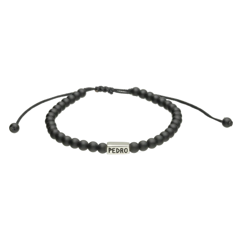 Pulsera macramé mini con piedra y lingote personalizada