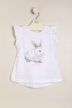 Remera de algodón estampada Lapin Blanca