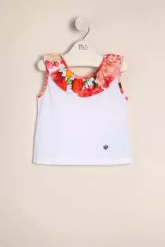 Musculosa de algodón estampado exclusivo con volado