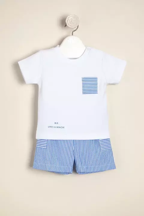 Conjunto de remera de interlock pima con bermuda de cloqué Lucas