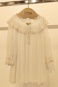 Vestido tull con puntillas Beige