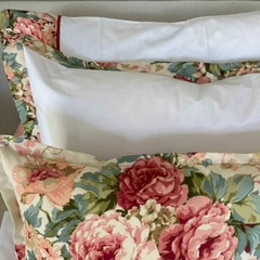 Par de fundas de almohadón 70 x 50 de percal blanco con guarda de color - Florencia Bosch