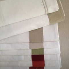 Par de fundas de almohadón 70 x 50 de percal blanco con guarda de color - tienda online