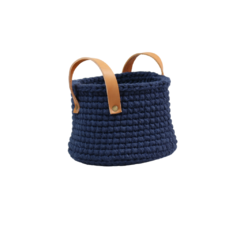 Cesto Azul Marinho de Sala e Quarto Com Alças de Couro (4 peças) - comprar online