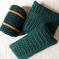 Almofada de Sofá e Cama Maxi Tricô Verde Musgo 45x50