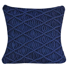 Almofada Azul Marinho de Sala e Quarto Macramê Gorá 50x50