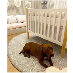 Tapete Bege Redondo de Quarto e Sala