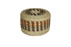 Puffs de Palha e Couro (3 Peças)