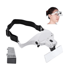 LUPA ÓCULOS COM LUZ LED (5 lentes) à PILHA