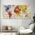 Conjunto 3 Quadros Decorativos Mapa Mundi Colorido