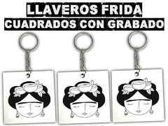 Pack llaveros FRIDA cuadrados con grabado laser para regalos