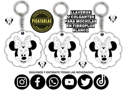 PACK DE 10 LLAVEROS MINNI MOUSE - COMBINALOS COMO QUIERAS! IDEAL PARA CUMPLEAÑOS! - PICATABLAS GRABADO LASER (Tienda de regalos)