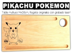 Pikachu Pokemon Tabla con grabado laser, multiuos y 100% originales y utilizables todo el año!