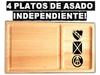COMBO ROJO - 4 Platos de asado con cuenco cuadrado para guarnicion con grabado laser escudos de Independiente