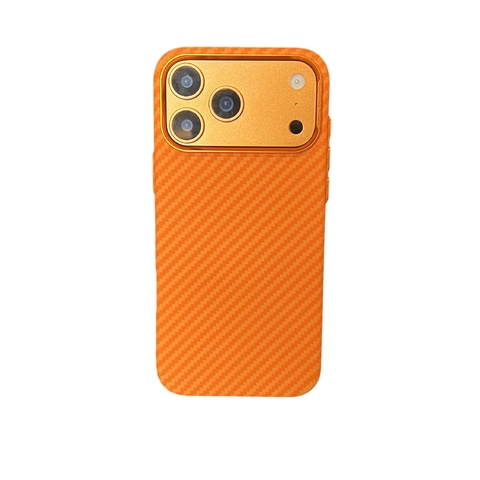 Capa Case iPhone 17 Pro Max Laranja Fibra de Carbono Ultra Fina Resistente - comprar online