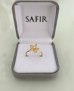 Anel Flor Pétalas Cravejadas - Aro 20 (Cód. 10023) na internet