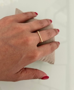 Anel Quadrado Cravejado - Aro 15 (Cód. 9980) - comprar online