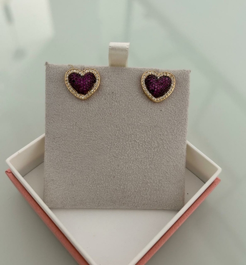 Brinco Coração Cravejado (Cód. 10016)