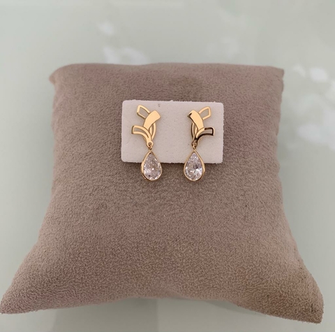 Brinco Pingente Gota Zirc. (Cód. 4426)