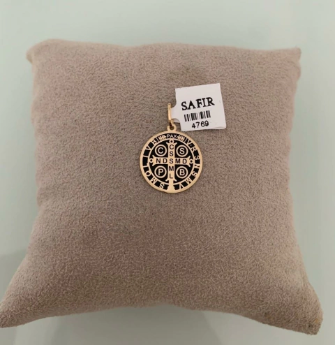 Pingente Medalha São Bento Preta M (Cód. 4769)