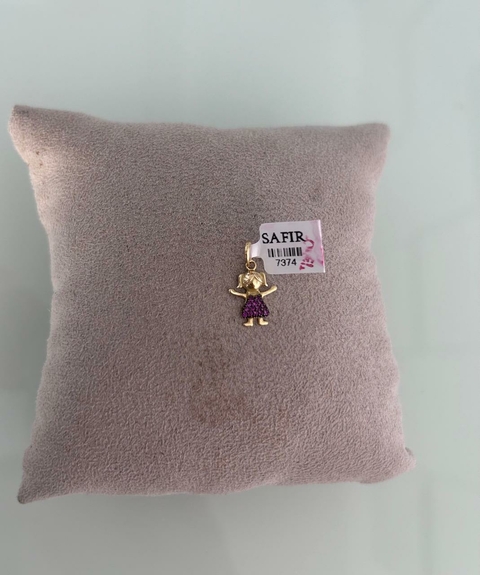 Pingente Menina Crav. Pink (Cód. 7370)