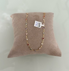 Pulseira Pedras Coloridas 18,5cm 1.54 (Cód. 10014)