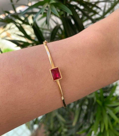 Pulseira Bracelete Zirc. Vermelha (Cód. 4534)