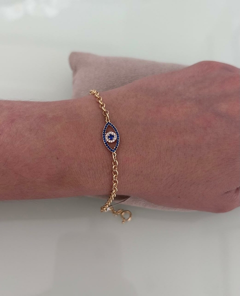 Pulseira Elo Ping. Olho Grego 19cm 2.5 (Cód. 7017)