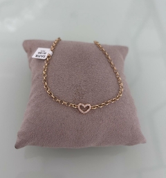 Pulseira Elo Ping. Coração 19cm 2.1 (Cód. 7019)