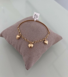Pulseira Meio Bracelete Ping. Corações 3.9 (Cód. 7038)