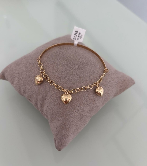 Pulseira Meio Bracelete Ping. Corações 3.9 (Cód. 7038)