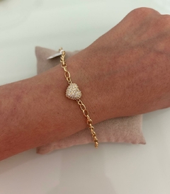 Pulseira Elo Ping. Coração Cravejado 3.18 (Cód. 7059) - comprar online