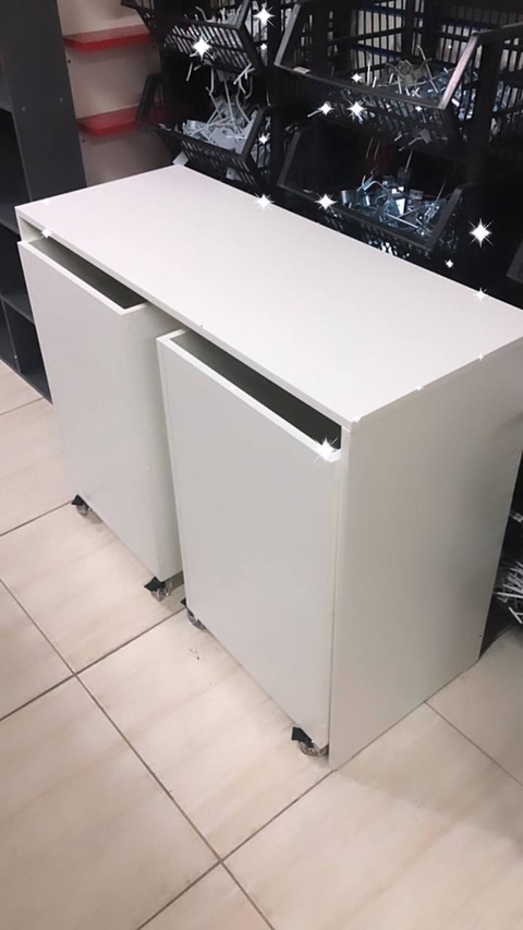 Mesa com caixa organizadora MDF branco cód.cpoe
