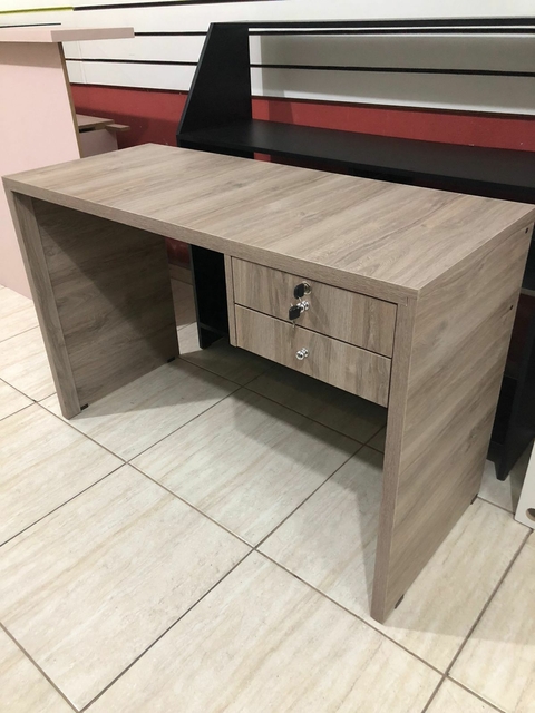 Mesa MDF amadeirado com duas gavetas cód.tjj