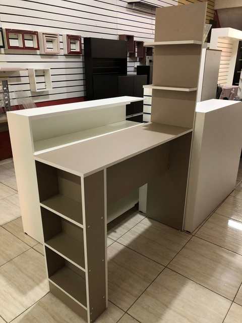 Mesa bancada alta MDF amadeirado cód.8736