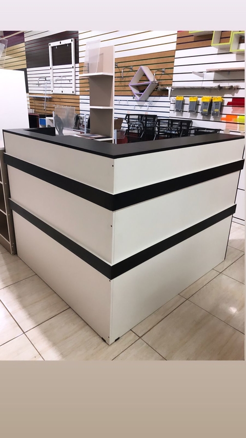 Balcão em L MDF branco com preto cód.crist - comprar online