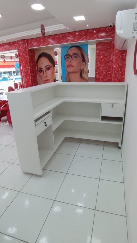 Balcão em L MDF branco 2 gavetas cód.kiwi