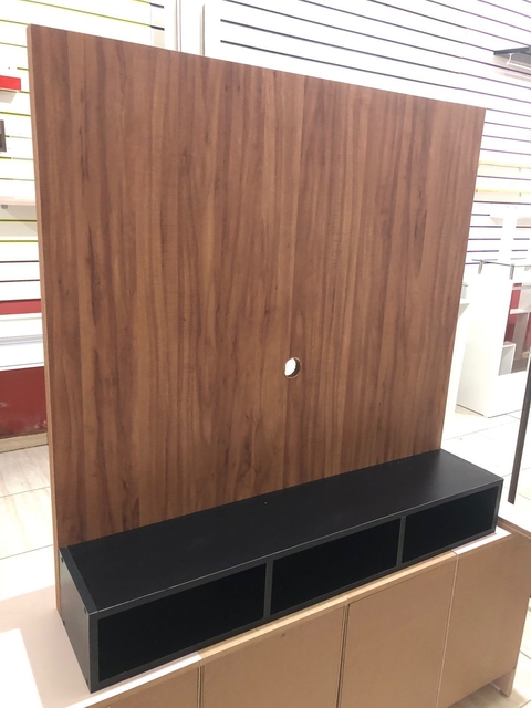 Painel para TV DF amadeirado com preto nicho cód.j01189
