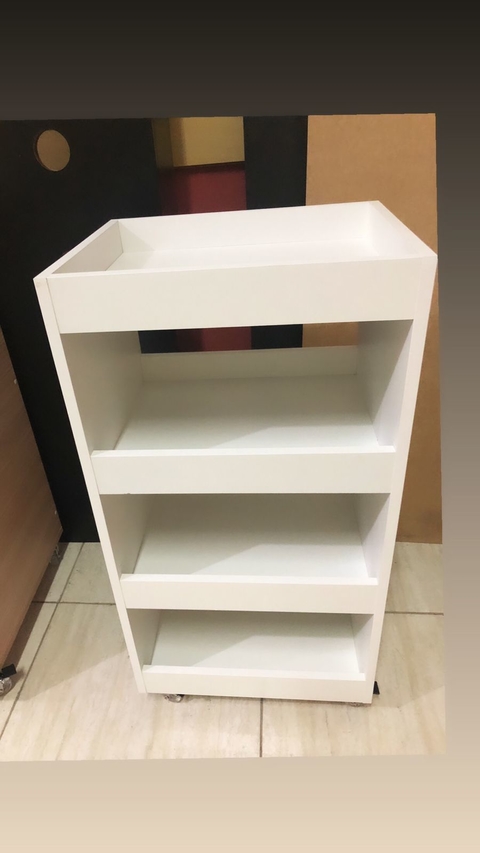 Carrinho auxiliar cabeleireiro MDF branco cód.clbie