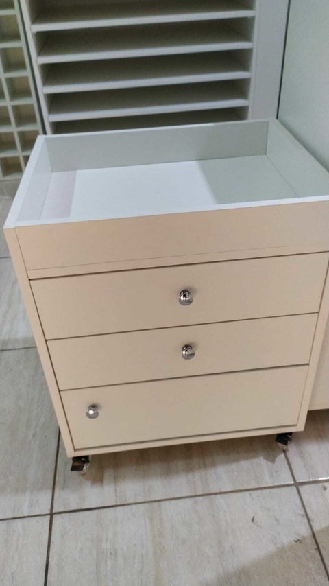 carrinho auxiliar gaveteiro com porta MDF branco cód.luci5