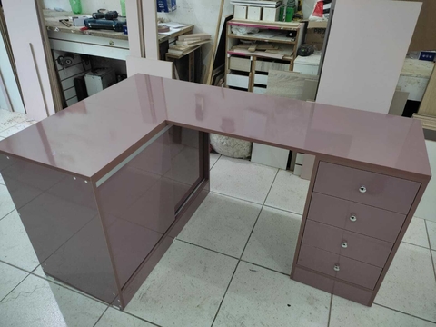 Mesa em L MDF rosa desert laka brilhante nail design manicure cód.glamy