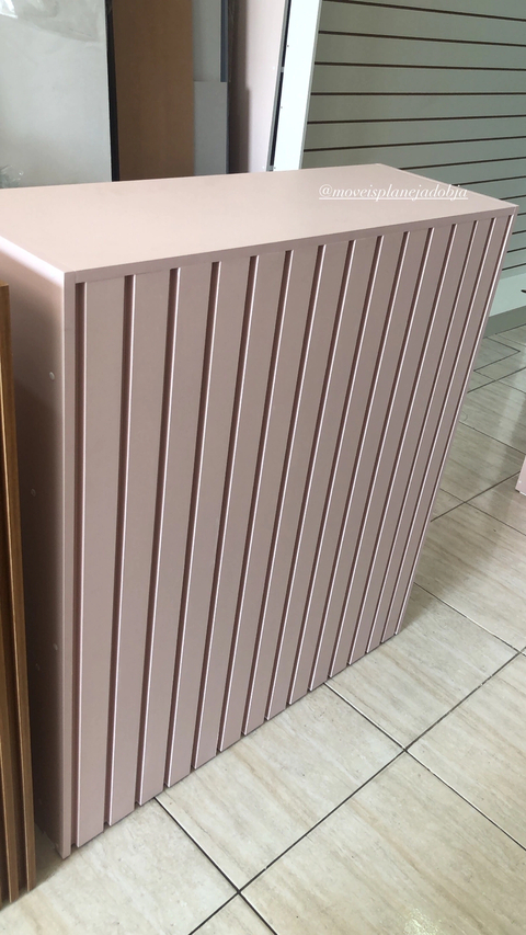 Balcão caixa ripado MDF rosa milkshake 80cm cód.4641
