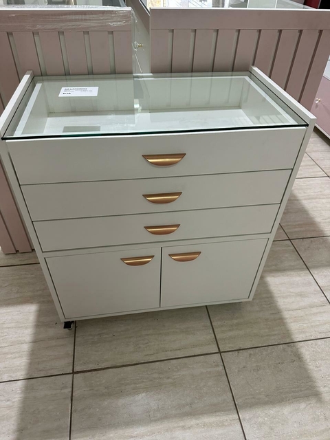 Balcão carrinho auxiliar MDF branco cód.klo