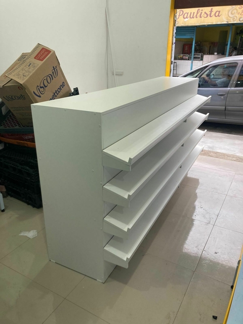 Balcão caixa com prateleira MDF branco cód.hat5