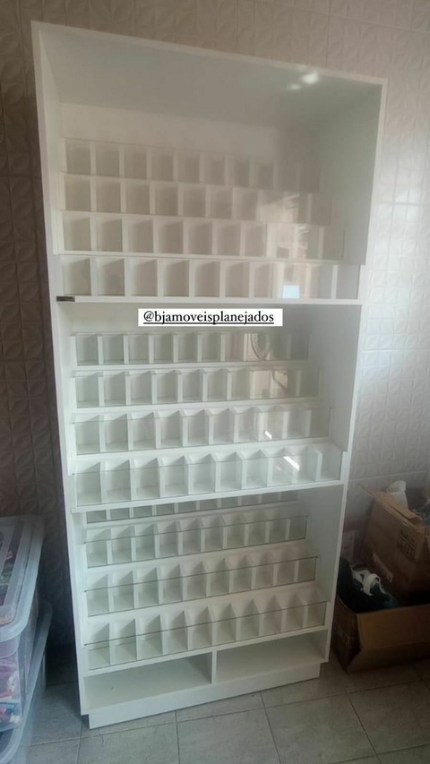 Caneteiro expositor de caneta MDF branco triplo cód.cane63