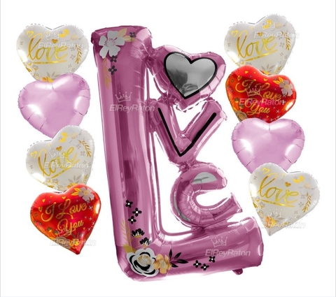 Kit De Globos De Corazón Love San Valentin Dia Del Amor E18