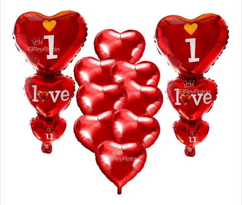 Kit De 10 Globos De Corazón San Valentin Dia Del Amor E19